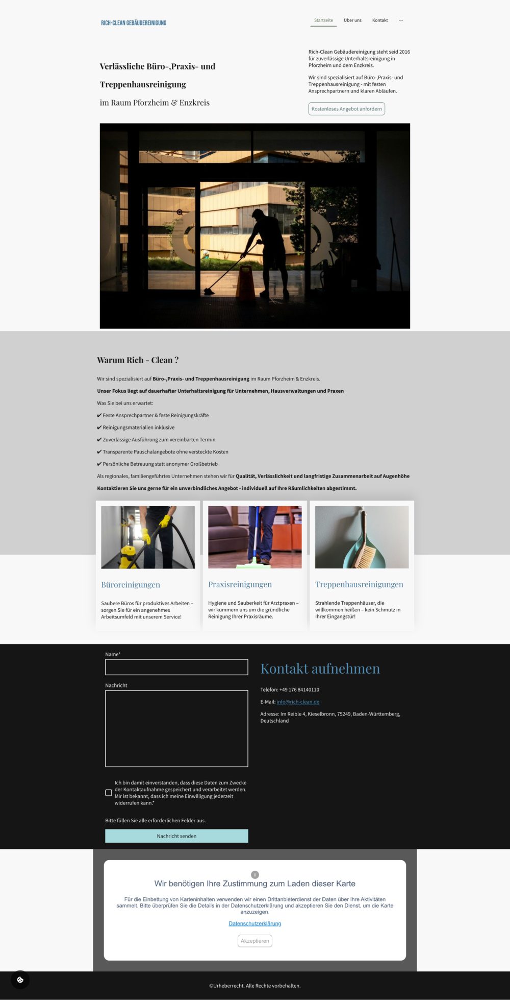 Alte Webseite von Rich Clean vor dem Relaunch